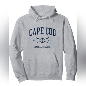 Cape Cod MA Vintage Navy Crossed Oars & Boat Anchor Pullover Hoodie